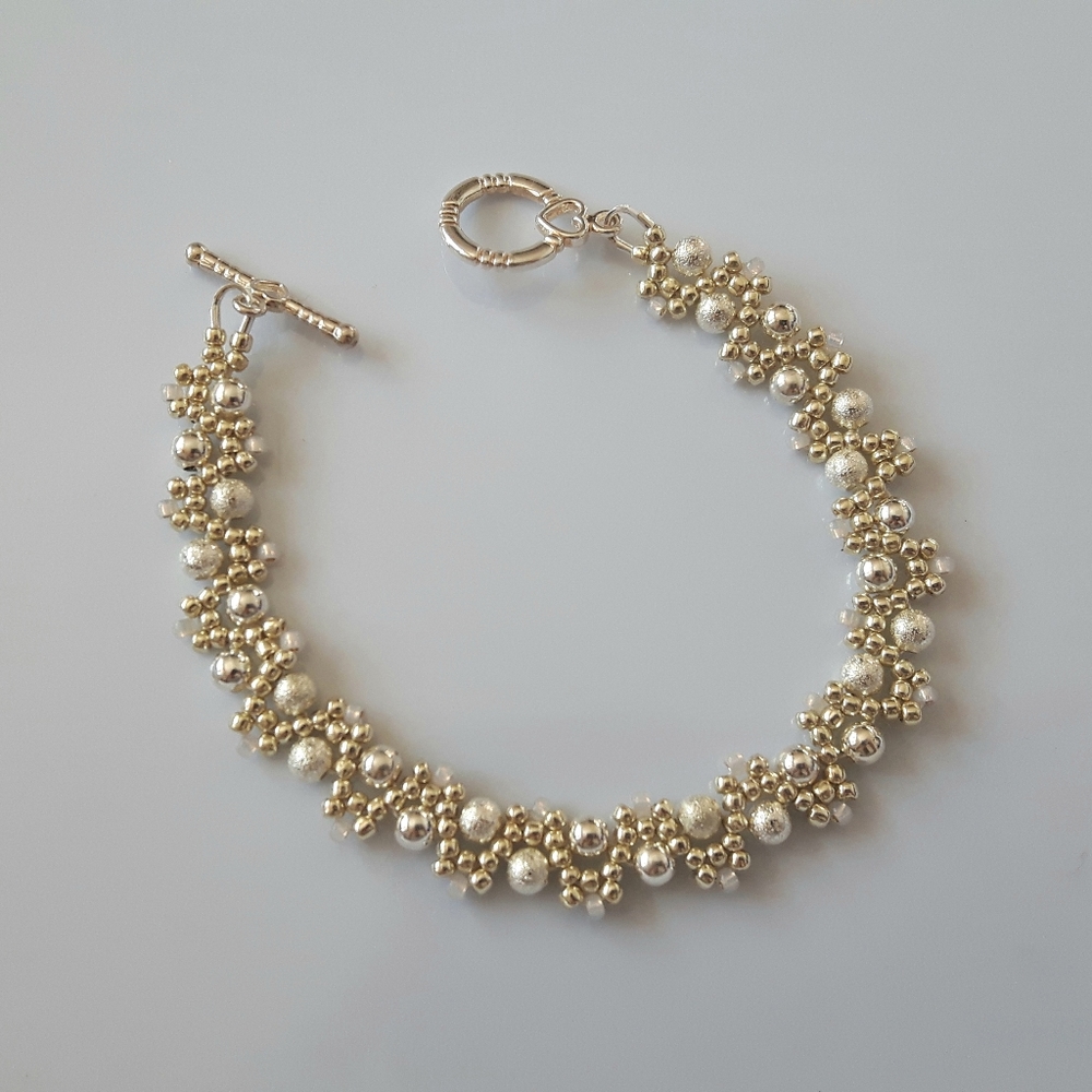 Silver hand beaded bracelet